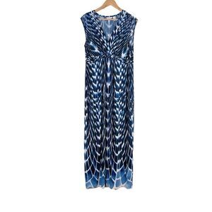 Chico’s Women’s Blue Reptile Madeline Maxi Midnight Combo Dress, Size L/12, NWT